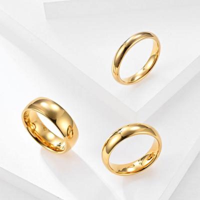 China Romantic Gold Wedding Bands Rings 4mm 6mm 8mm Tungsten Steel Rings For Men And Women 18k Gold Plated Tungsten Carbide Ring for sale