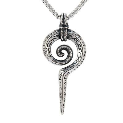 China Punk Stainless Steel Pendant Necklace Men Personalized Totem Snake Environmental Friendly Casting Necklace for sale