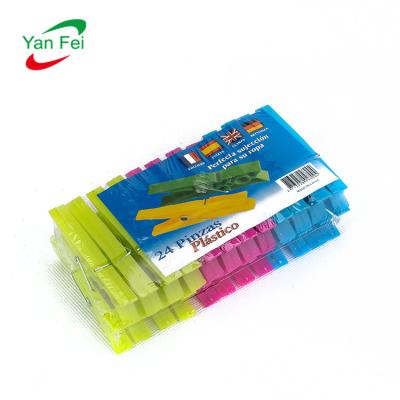 China Hot Selling Minimalist Household Soft Grip Pegs With Competitive Price 24Pcs Plastic Clothespins for sale