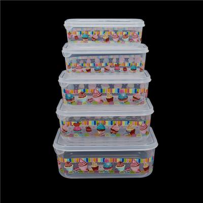 China China Wholesale 5Pcs Fashion Viable Trade Viable Clear Plastic Crisper Food Box for sale