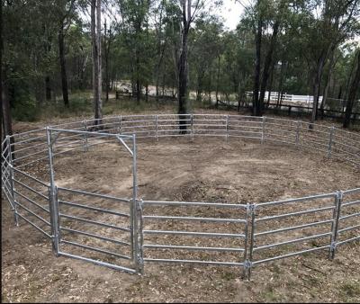 China Easily Assembled Premium Corral Panels Cattle Horse Farm Fence Galvanized Metal Rail Panel Heavy Duty Round Horse Pens With Gate for sale