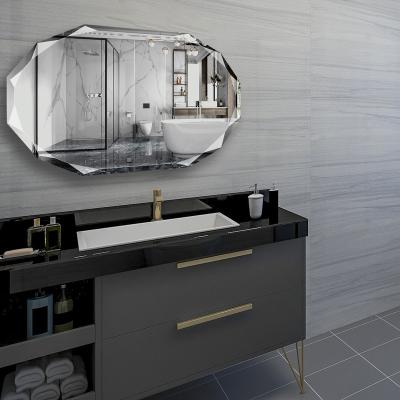 China New Design Double Deck Mirror Frameless Wall Mounted Modern Beveled Bathroom Mirror Home Decor for sale