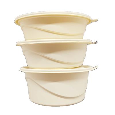 China 1500ML corn eco-friendly biodegradable round box packing takeout box,fast food,soup,dumpling box corn starc50 for sale