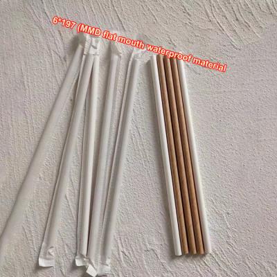 China Mouth Flat Three-Layer (Separate Package) Thickening Biodegradable Recycled Disposable Degradable Drinking Straw Wrap Paper Straw for sale