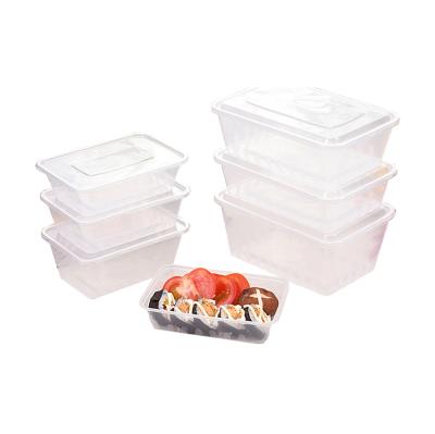 China 500 650 750 Square 1000ml Clear Plastic Lunch Boxes Disposable Fast Food Catering Take Out Food Packing Container With Lid for sale