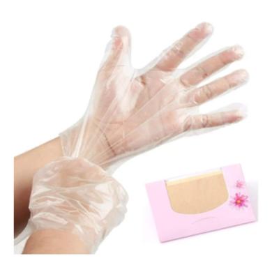 China Durable Protective Thickened Disposable Gloves Dining Hand Film Food Eating Lobster PE Film Transparent Plastic Gloves for sale