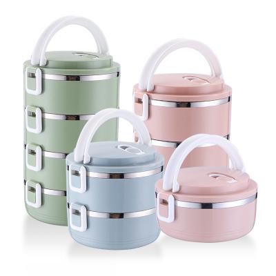 China Recycled Materials Candy Color Stainless Steel 3 Tier Bento Box Insulation Food Container Storage Box Bento For Home School Office for sale