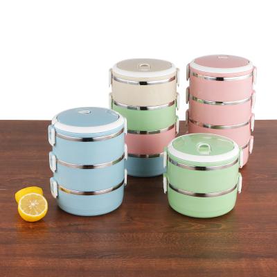 China Hot Selling Recycled Materials Portable Round Insulated Stainless Steel Bento Box Food Container Lunch Box for sale