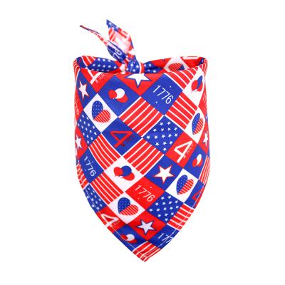 China Amazon Stocked Hot Sales Pet Cotton Double Layer Plaid Triangle Dog Printed Bandana for sale