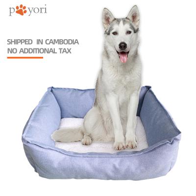 China Breathable All Seasons Quadrate Comfortable Blue Kennel Dog Nest With High Quality for sale