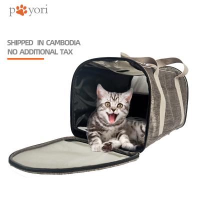 China 2021 Custom Breathable Logo Foldable Airline Approved Dog Cat Pet Carrier Weekend Travel Carrying For Puppy for sale