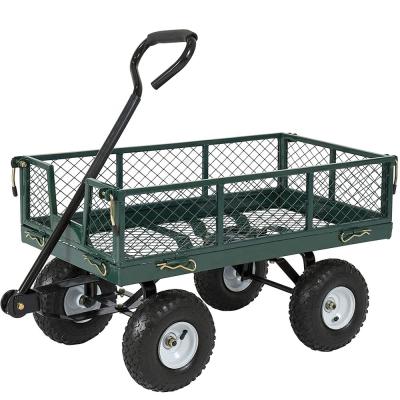 China Heavy Duty Garden Tool Cart 300kgs Folding Heavy Duty Green Garden Cart With Wheels for sale