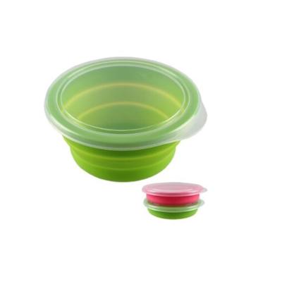 China Sustainable High Quality Portable Silicone Folding Baby Salad Bowl With Lid for sale