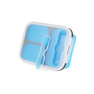 China Sustainable Collapsible Collapsible Lunch Box Silicone 3 Compartment Lunch Box for sale