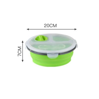 China Viable Round Silicone Collapsible Lunch Box Bento Box Collapsible Silicone Lunch Box For Kids for sale