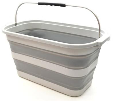 China Large modern folded collapsible plastic laundry basket with single handle for sale