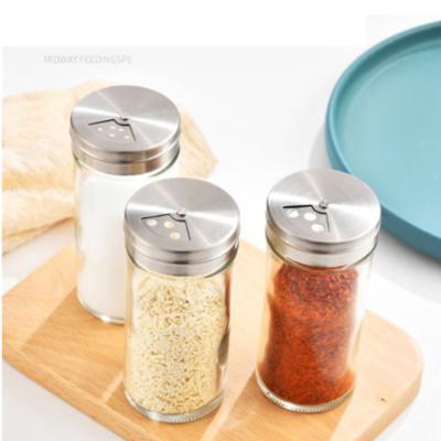 China 6 Pieces Viable Bottle Seasoning Rack Stainless Steel Glass Lid for sale