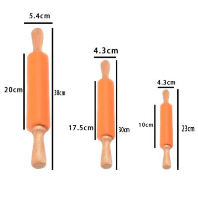 China High Quality Viable Wooden Silicone Rolling Pin Silicon Wooden Plastic Handle for sale