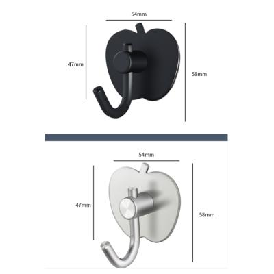 China Sustainable Creative New Design Apple Shaped Stainless Steel Adhesive Mount Hanger Hook for sale