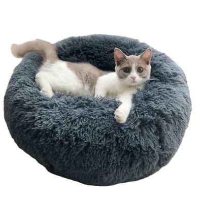 China Viable Wholesale Soft Luxury Round Designer Plush Dog Cat Pet Beds for sale