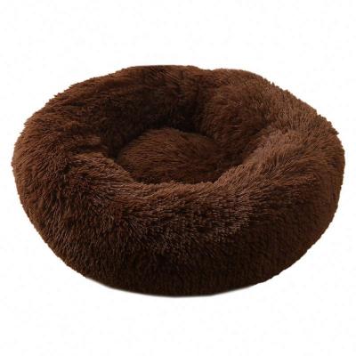 China Viable Custom Luxury Soft Plush Donut Pet Bed Warm Cushion Sofa Cat Dog Bed for sale