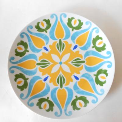 China Yellow Ethnic Style Patterned Ceramic Dish Heat Resistant Ceramic Dish Hotel Home Shop Viable for sale