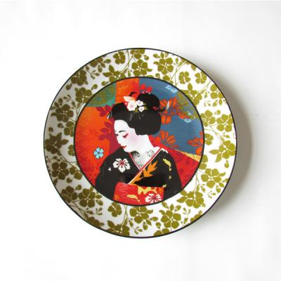 China Sustainable Japanese restaurant dish sushi dish with artistic dish drawing for sale