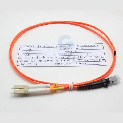 China Small Factor LC UPC Fully Stored Duplex MTRJ Fiber Optic Patch Cord Pluggable for sale