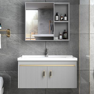 China Best Selling Modern Lacquer Bathroom Set Vanity Cabinets Modern Aluminum for sale