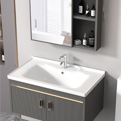 China New Modern Wall Mounted Aluminum Set Bathroom Cabinet With Mirror And Basin For Hotel for sale