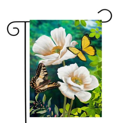 China Health Care Institutes Wholesale Spring Festival Flag Outdoor Spring Decorative Butterflies And Poppies Garden Double Sided Flag Garden Flag for sale