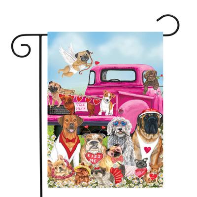 China Health Care Institutes Polyester Double Sided Vertical 12 x 18inch Happy Valentine Dogs Garden Flag Holiday Valentine Garden Yard Outdoor for sale