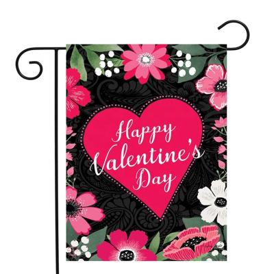 China Health Care Institutes Wholesalers Price Cheap Happy Valentine Floral Double Sided Garden Flag Factory Metal Stand Outdoor Flag Stand And Flagpole for sale