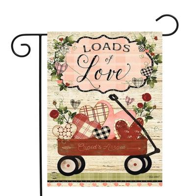 China Health Care Institutes Wholesale Custom Cheap 12x18 Inch Loads Of Love Carriage Valentine Garden Flag Cheap Polyester Hand Printing Flag for sale