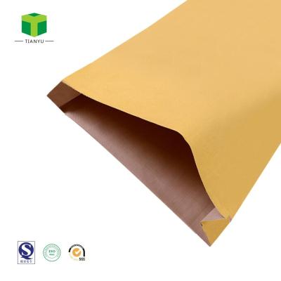 China PP Woven Fabric Brown Biodegradable Sewn Paper Bags Bottom PP Kraft Lamination Kraft Paper Bags For Fish Charcoal Compost Packaging for sale