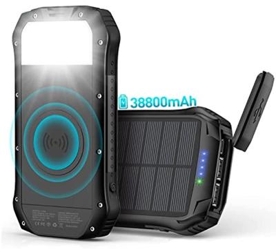 China Wireless Solar Charger Cordless Generator LED Torch Portable External Solar Charger Power Bank 38800mAh Battery Pack for sale