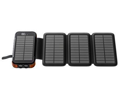 China Solar Energy Storage Lithium Battery LED Display Qi Type C 30000 Mah Solar Energy Storage Lithium Battery Bank Foldable Power Supply Solar Panel Qi Wireless Charger for sale