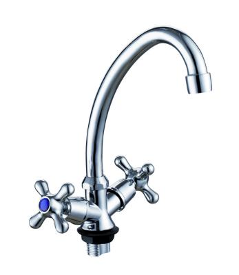 China Thermostatic Faucets Double Handles To Pass Chrome Finish Stainless Steel Tube Kitchen Sink Faucets for sale