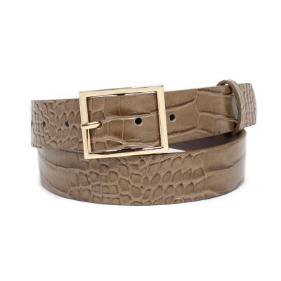 China Hot Daily Life Alligator Belly Print Leather Belt Style Crocodile Charm Belt For Women for sale