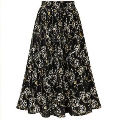 China Viable Wholesale Design Fashion Summer Casual Chiffon Print Pleated Skirt Women Clothing Seller for sale