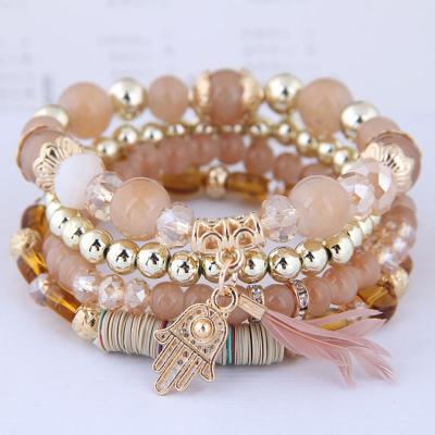 China Hot Selling Handmade Beads FASHIONABLE Crystal Bracelet, Fashion Alloy Jewelry Feather Bracelet for sale