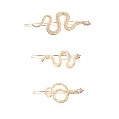 China Wholesale 3pcs Fashionable Personality Women Hair Clips Creative Hairpin Snake Shaped Metal Hairpin Gold Set for sale