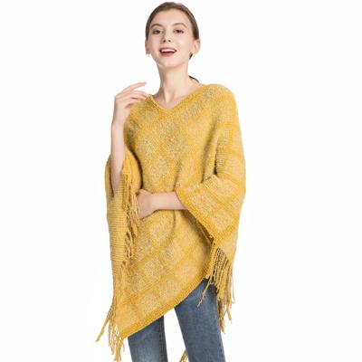 China The latest soft soft feeling fashion winter poncho, 100% polyester warm oversized women's winter sale thick poncho for sale