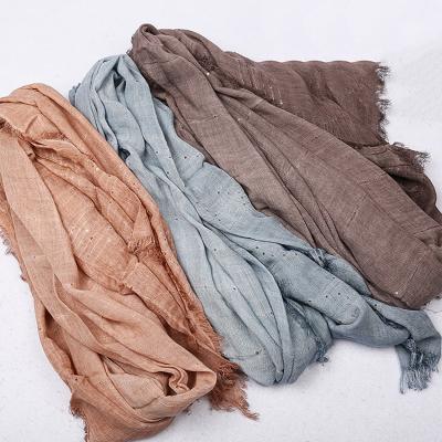 China Cozy Fashion Dye Scarf Casual Soft Dirty Shawl With Sequins, Newest Textured Women Girl Daily Life Scarf Hijab for sale