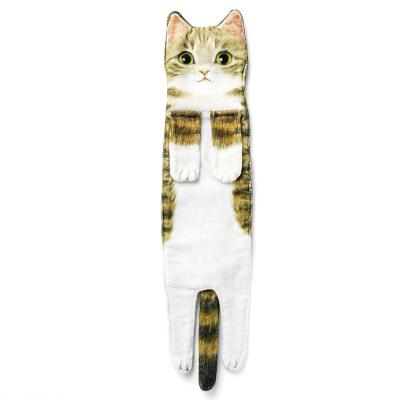 China Sustainable Quick-drying Cute Face Bath Absorbent Hair Cat Towel With Cat Hand for sale