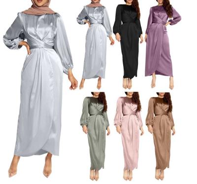 China 2021 New Daily Women's Arabic Dress Wholesale Cheap Satin Dress Fresh And Sweet Long Robe For Woman for sale