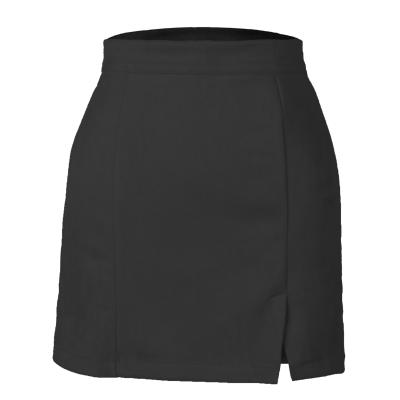 China 2021 Wholesale Breathable Woman Autumn Lady Skirt Hidden Side Zipper Closure Front Seam Split Skirt A Line for sale