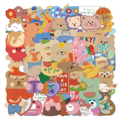 China 50 PCS Lovely Cute Bear Kawaii Vsco Bear Cartoon Decorative Waterproof Vinyl Sticker For Kids for sale