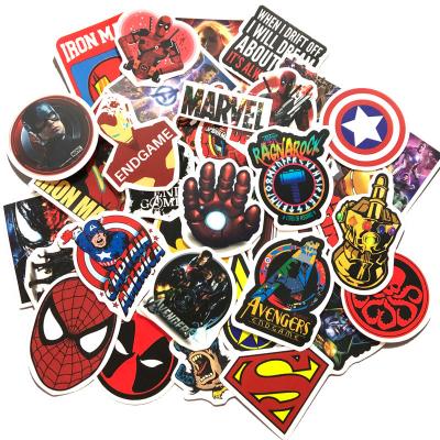 China High Quality Cartoon Sticker Wholesale 50 PCS PVC Hologram Avengers Superheroes Water Cup Fridge Sticker for sale