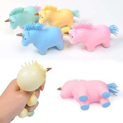 China Hot Sale 4 Colors Decompression Funny Educational Unicorns Animal Model Tpr Anti Stress Squeeze Toy for sale